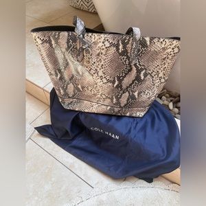 Cole Haan Palermo Faux Snake Print Leather Shopper Tote